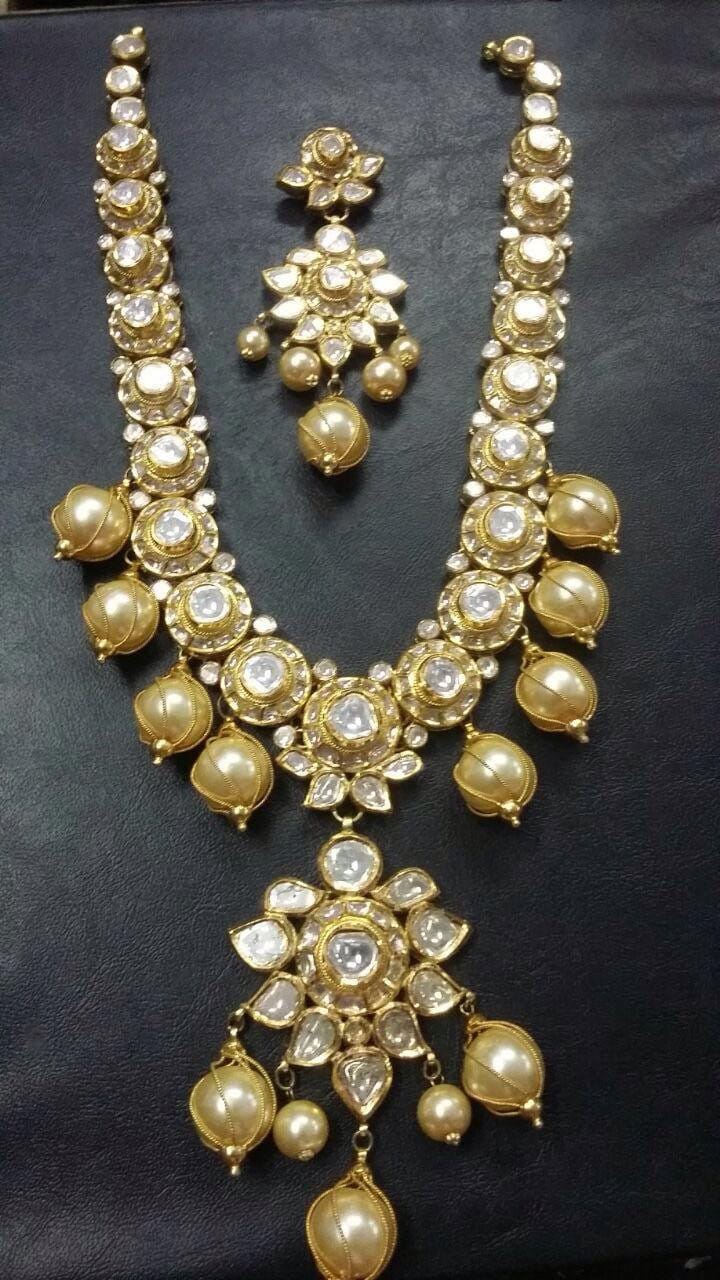22k Gold South Sea Pearl Jadau Necklace 