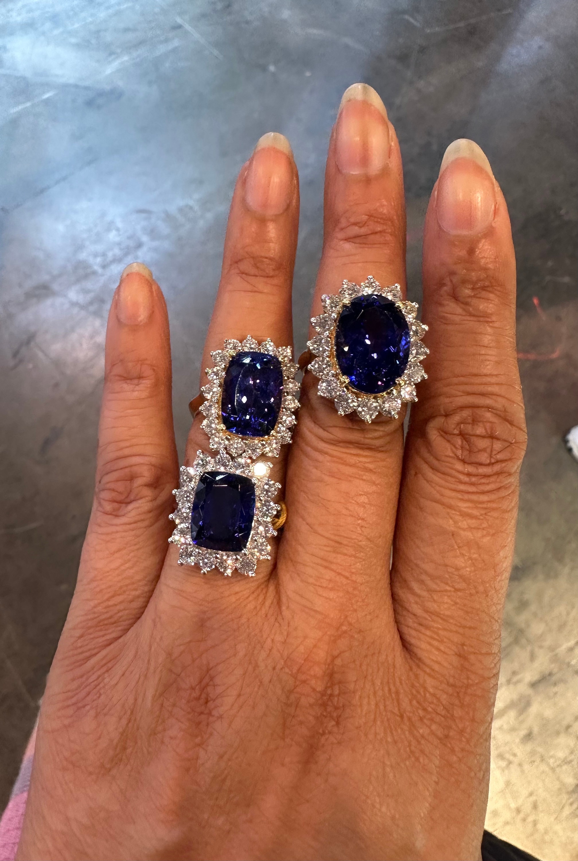 Custom Natural Tanzanite Diamond Ring - 14K Gold Engagement Ring Emerald Cut Wedding Ring Diamond Band, Promise Ring - Big Tanzanite Ring