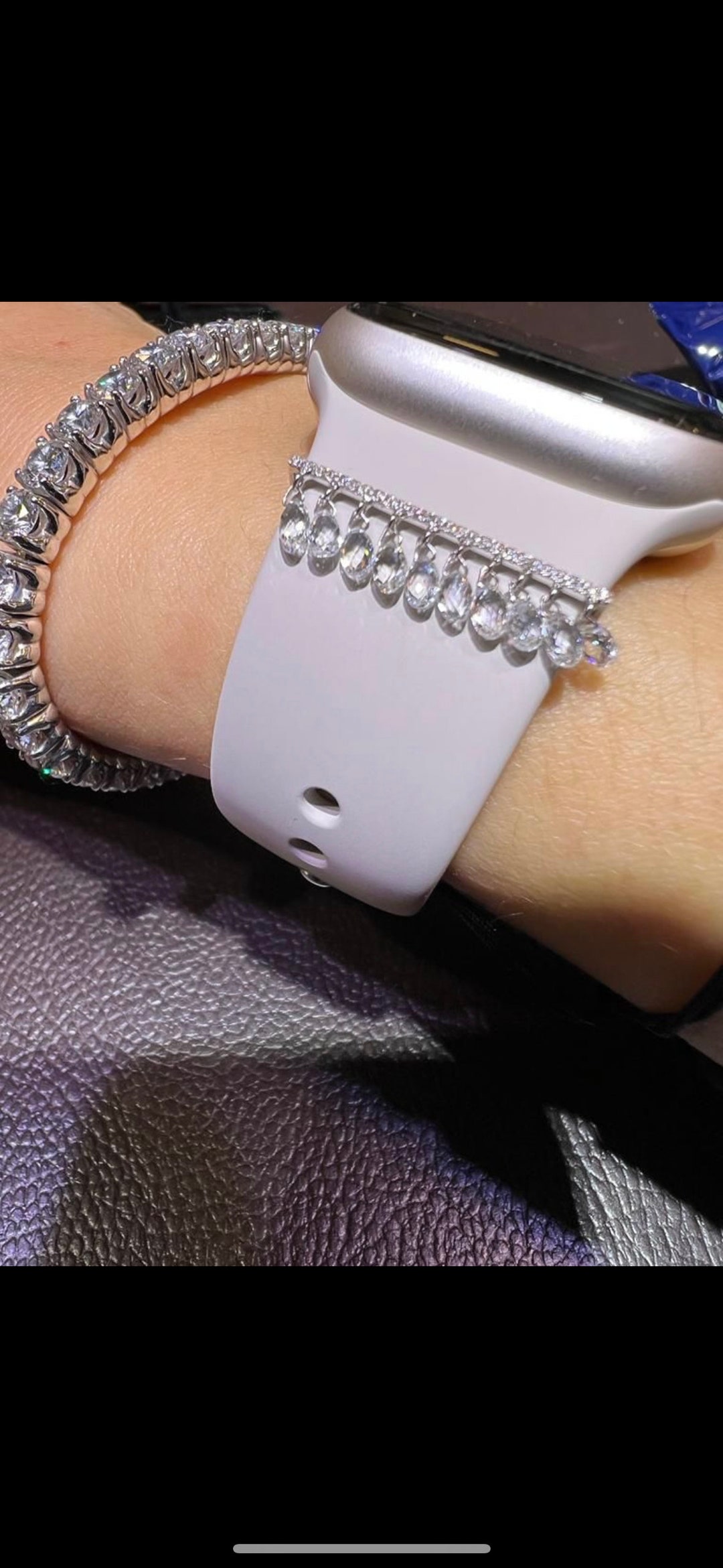 18k Gold Apple Watch Gold Diamond Band, Stackable Diamond Gold Watch Band, Solid Gold Diamond