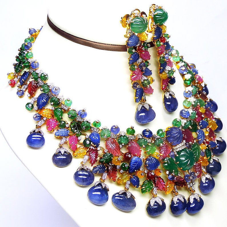 Gold Diamond Tanzanite Ruby Sapphire Necklace Cartier tutti | Etsy