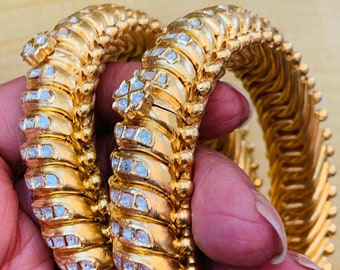 18k Gold Bangle with genuine diamonds