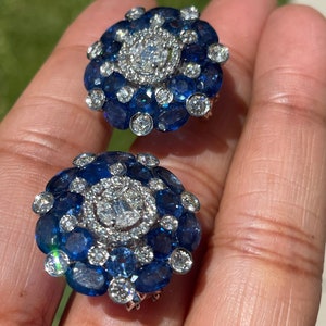 13 karat safirörhängen med diamanter, diamantörhängen med smaragd, stora safirörhängen, safirörhängen i 14 karat vitguld, herrgårdssafir