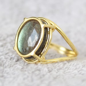 Bague personnalisée Labradorite, pierre de lune, opale tsavorite, améthyste et péridot