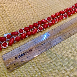 18k geel gouden koraal diamanten armband, Italiaanse koraal armband manchet, rode koraal diamanten armband, koraal diamanten sieraden, grote koraal manchet