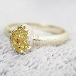 Genuine Raw Diamond Ring, Alternative Engagement Ring, Promise Ring Diamond, Wedding Band Rough Diamond Gemstone Uncut Rustic Diamond