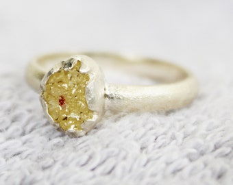 Echter Rohdiamant Ring, Alternative Verlobungsring, Versprechen Ring Diamant, Ehering Rohdiamant Edelstein ungeschliffen rustikalen Diamant