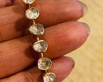 14k gold Diamond bracelet, yellow Gold diamond bangle, Gold Gemstone Bangle, Diamond Cuff bracelet