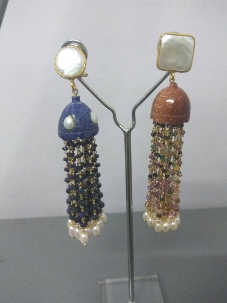 Emerald Ruby Jade Chandelier Earrings, tuby tassel earrings, emerald slice earring, emerald earring, ruby earrings, boucles d'oreilles rubis image 9
