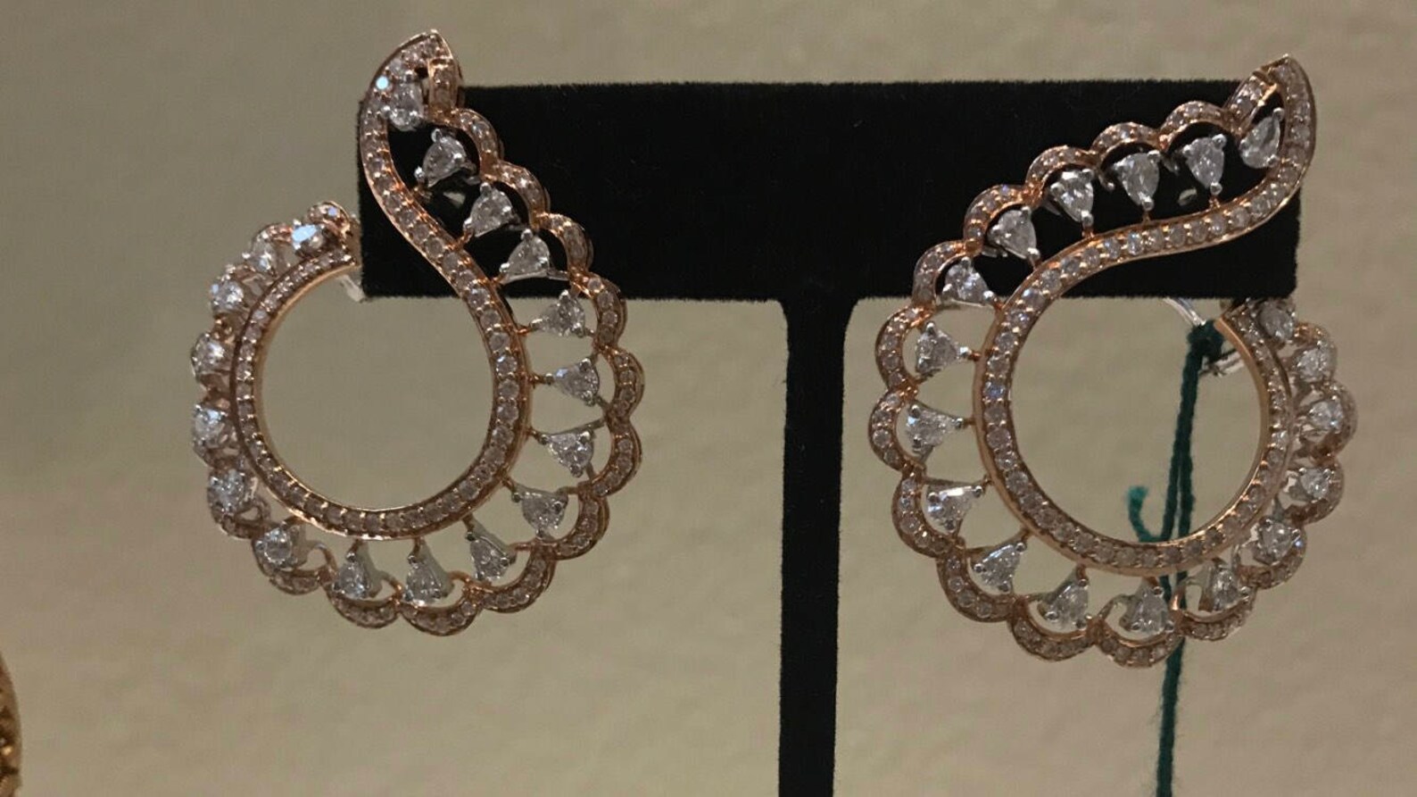 Designer Diamond Earrings Rose Gold Diamond Earrings Etsy