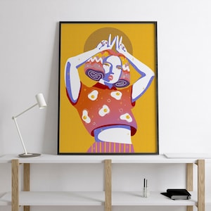 Egg Girl | Maximalist Unique Bold Fun Pop Art | Printable Wall Art