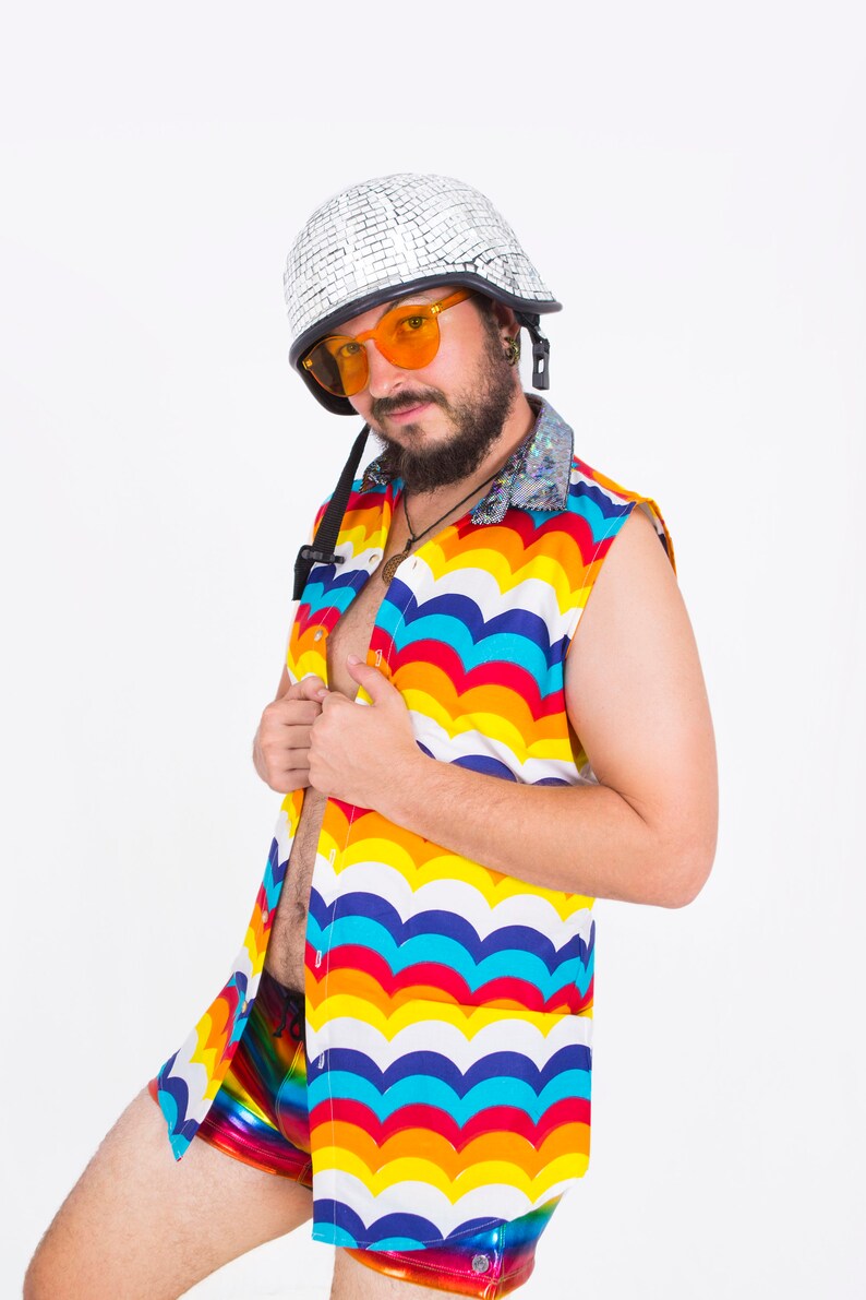 EDM Burning Man Rave Mens Rainbow Connection Shirt Burning Man Costume Men Mens Festival Clothing