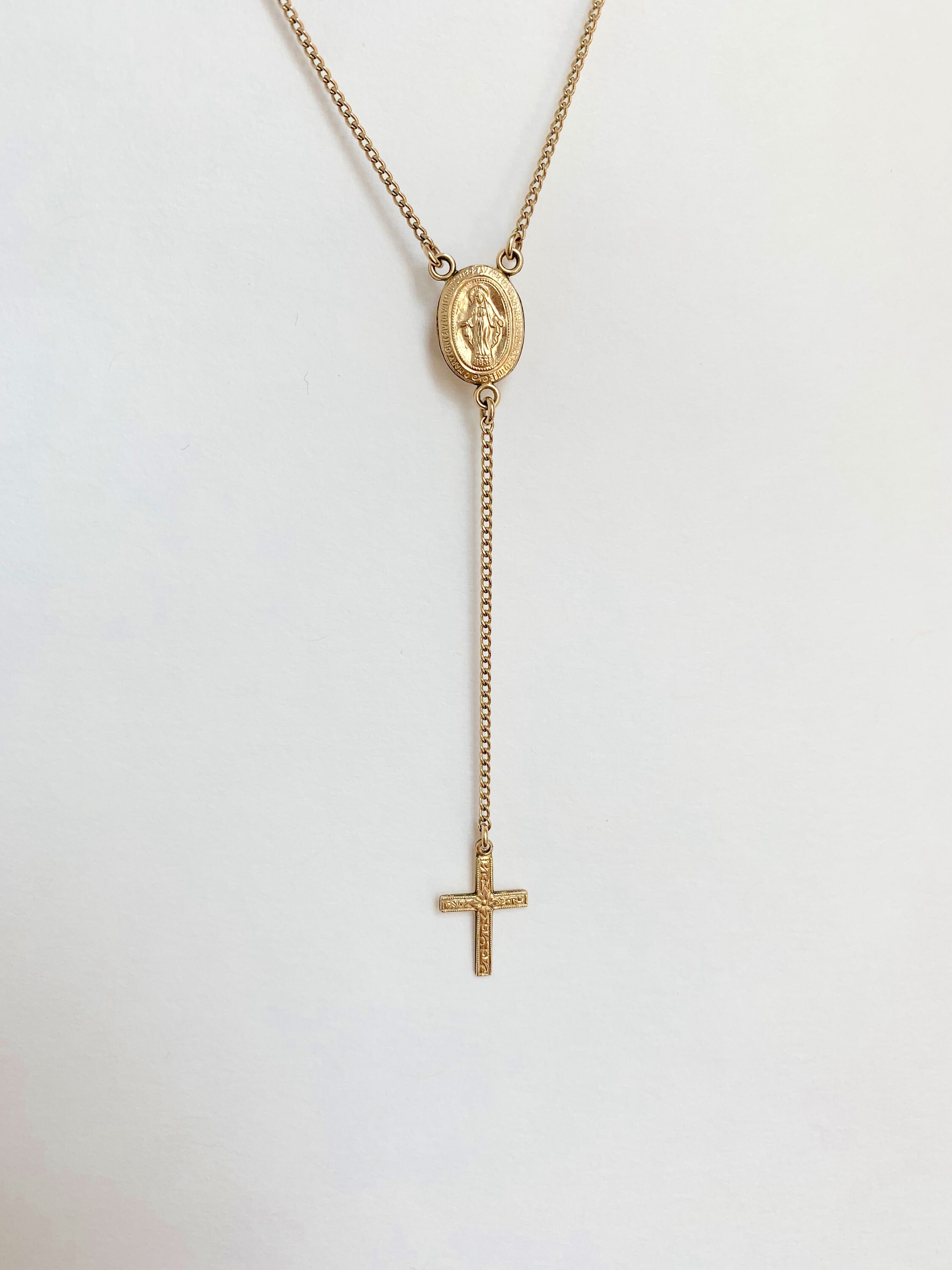 Collar de rosario relleno de oro collar de cadena religiosa Etsy