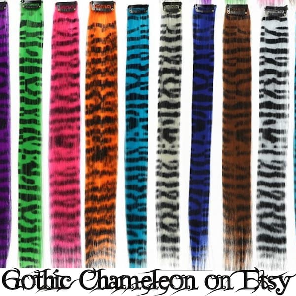 Clip Tiger Stripe dans une extension de cheveux de 18 pouces, 11 couleurs, prête à être expédiée