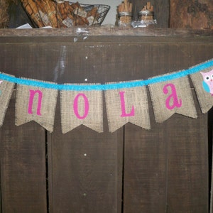 BABY NAME and Lace Burlap Banner, Bunting, Garland, Pennant, Photo Prop, Baby Decor, Nursery Decor, Home Decor image 3