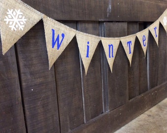FOUR SEASONS Burlap Banners, Bunting, Garland, Pennant, Photo Prop, Wedding Decor, Home Decor, Seasonal Banner