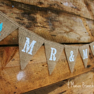 MR & MRS Burlap Banner, Bunting, Garland, Pennant, Photo Prop, Wedding Decor image 2