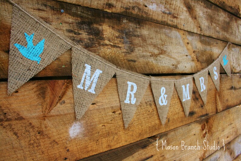 MR & MRS Burlap Banner, Bunting, Garland, Pennant, Photo Prop, Wedding Decor image 2