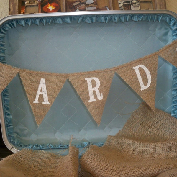 CARDS mini burlap banner, bunting, garland, pennant, Photo Prop, Wedding Decor