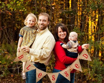 BLESSED Burlap Banner, Bunting, Garland, Pennant, Photo Prop, Wedding Decor, Home Decor