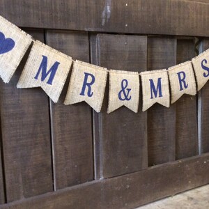 MR & MRS Burlap Banner, Bunting, Garland, Pennant, Photo Prop, Wedding Decor image 3