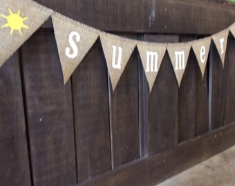 SUMMER Burlap Banner, Bunting, Garland, Pennant, Photo Prop, Wedding Decor, Home Decor, Seasonal Decor