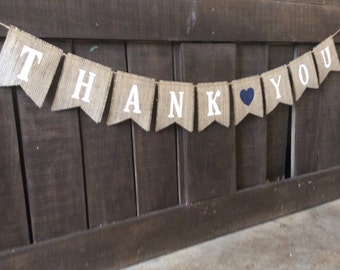THANK YOU Square Flag Burlap Banner, Bunting, Garland, Pennant,Photo Prop, Wedding Decor