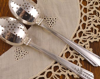 Hinged Tea Strainer Infuser Spoon for Loose Tea Silverplate Flatware Silver Plated Cutlery Polished