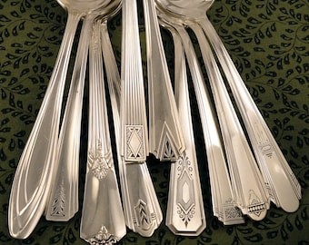 Art Deco Serving Spoons Geometric Deco Patterns Vintage