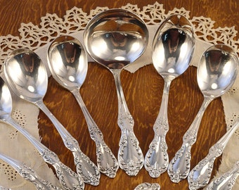 Gravy Sauce Condiment Ladle Vintage FLORAL Pattern Dipper Spoon Silverware Silverplate Flatware Silver Plated Cutlery Polished