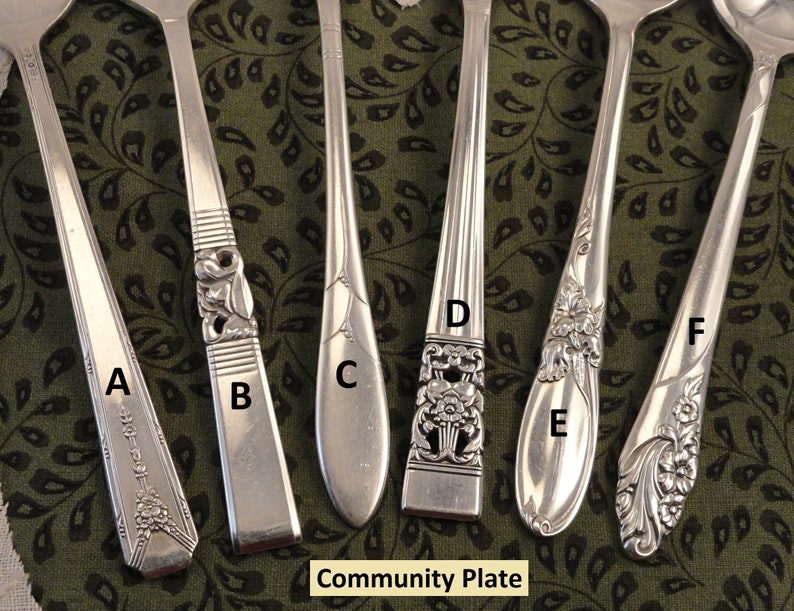 Mix or Match Tea Spoons Vintage Silverplate Silverware Mismatched Teaspoons 54 Patterns From Antique to Art Deco to Mid_Century to Retro Community Plate