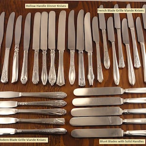 Silverplate Dinner Knives Vintage MisMatched Silverware Flatware Floral Art Deco Antique 画像 2