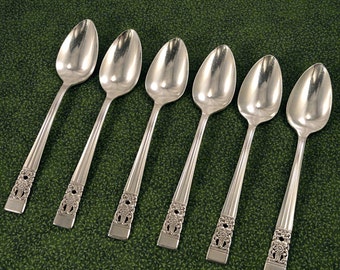 CORONATION Teaspoon Sets Deco Oneida Community Vintage Silverplate 1936 Flatware Silverware Set Silver Plate Tea Spoons