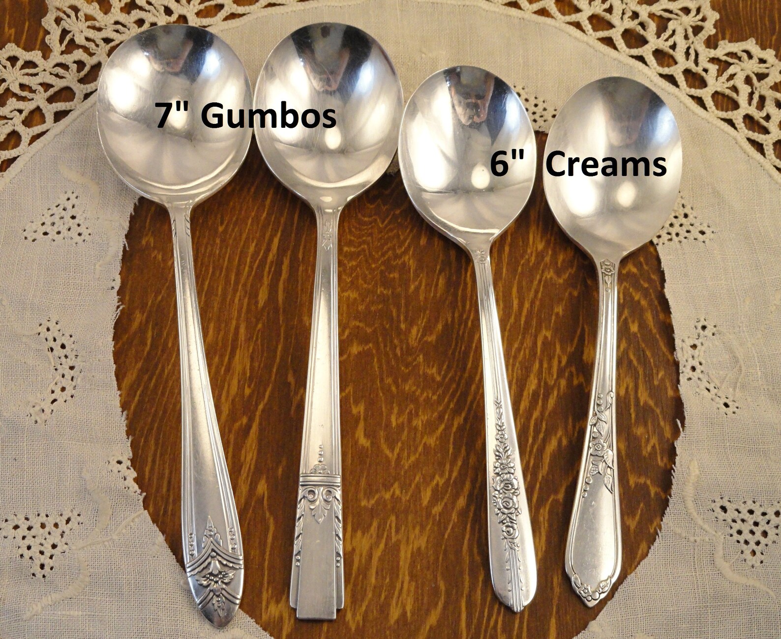 Silverplate Soup Spoons GUMBO & CREAM Round Bowl Mismatched Etsy