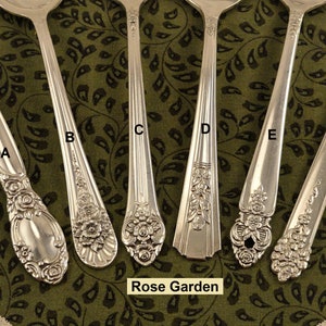 Mix or Match Tea Spoons Vintage Silverplate Silverware Mismatched Teaspoons 54 Patterns From Antique to Art Deco to Mid_Century to Retro Rose Garden