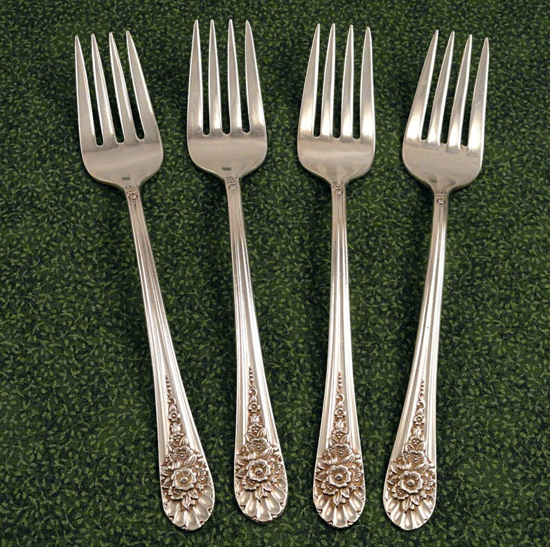 Dessert Fork Victorian Rose Silverplate Rogers Salad S