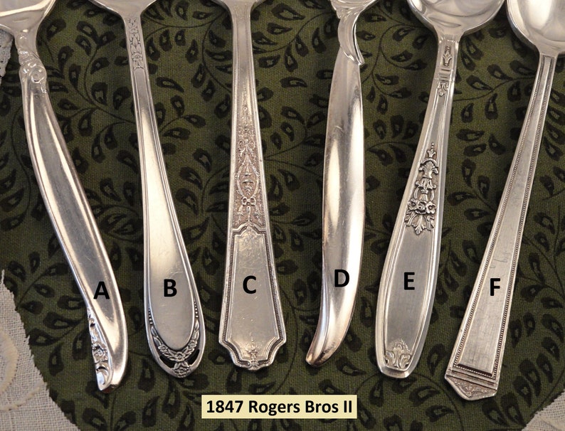 Mix or Match Tea Spoons Vintage Silverplate Silverware Mismatched Teaspoons 54 Patterns From Antique to Art Deco to Mid_Century to Retro 1847 Rogers Bros II