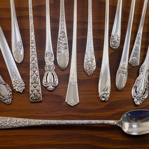 Iced Tea Spoons Mismatched Silverplate Flatware Sets Vintage and Antique Farmhouse Silverware Assorted Silver Plate