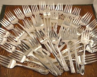 Silverplate Serving Forks Large Salad 53 Patterns Antique & Vintage Silverware Silverplate Flatware Cutlery Meat Fork Choice VG/EX