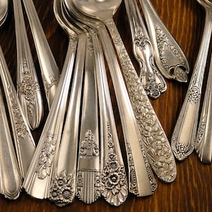 Vintage Spoons for Rings Fork Handles for Silverware Jewelry Craft Supply Silverplate Flatware Mismatched Patterns
