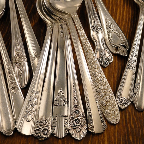 Silverplate Spoon Ends Blanks Silverware Vintage Flatware Jewelry Supply Rings Bracelets Pendants Fork Handles Craft Silver Mismatched