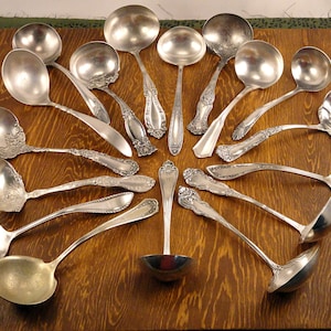 Gravy Ladles Antique & Vintage Dipper Spoons Silverware Silverplate Flatware Silver Plated Cutlery Food Photography Props Polished FAIR