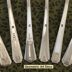 Mix or Match Tea Spoons Vintage Silverplate Silverware Mismatched Teaspoons 54 Patterns From Antique to Art Deco to Mid_Century to Retro Geometric Art Deco