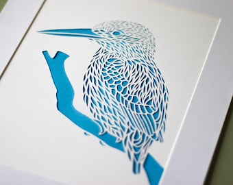 Kingfisher Mounted Paper Cut