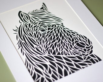 New Forest Pony Mounted Paper Cut