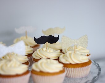 Moustache and Bow Tie Cupcake Toppers