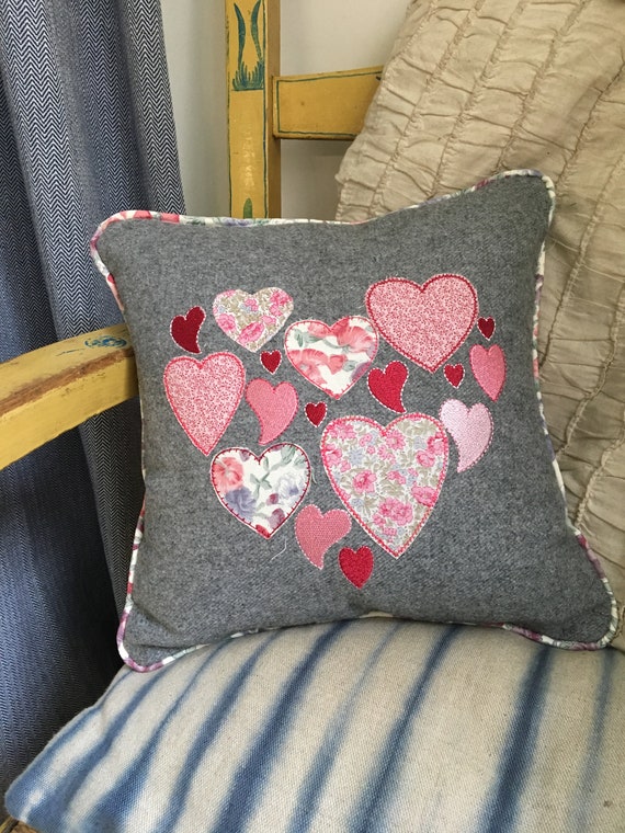 Scrappy hearts digital machine applique embroidery design 6x6 8x8 | Flowerdog Designs