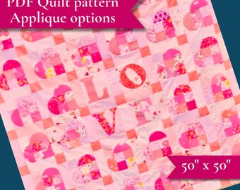 LOVE Heart Quilt Pattern - Machine Embroidery & Appliqué PDF