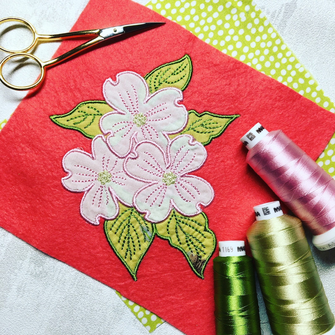 Dogwood Flower Digital Machine Applique Design 4x4 5x5 6x6 | Flowerdog ...