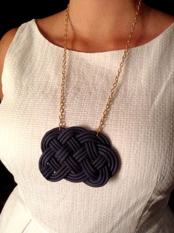 Items similar to Preppy, Nautical Rope Knot Necklace, Statement