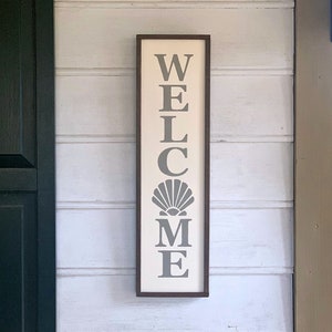 Beach House Welcome Sign: Shell Accent, Coastal Decor